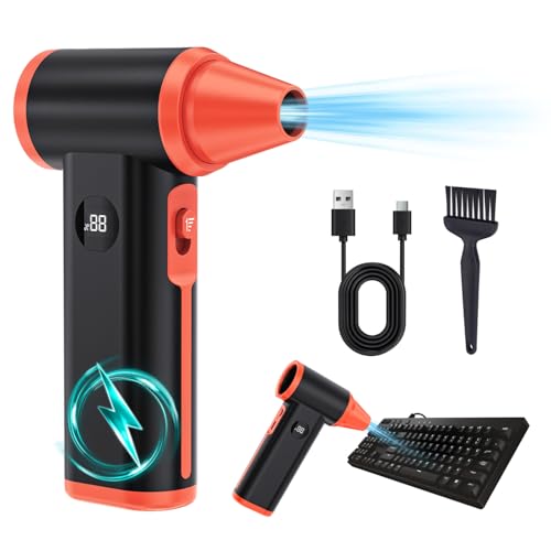 Larkeey Compressed Air Duster-130000RPM Electric Air Duster Turbo Fan Mini Jet Super Power Electric with Fast Charging Dust Air Blower for Computer Keyboard House Outdoor and Car