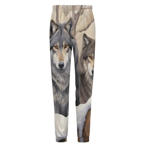 Three Wolf in Snow Day Men's Pajama Pants Soft Loungewear Bottoms Lightweight Sleepwear4