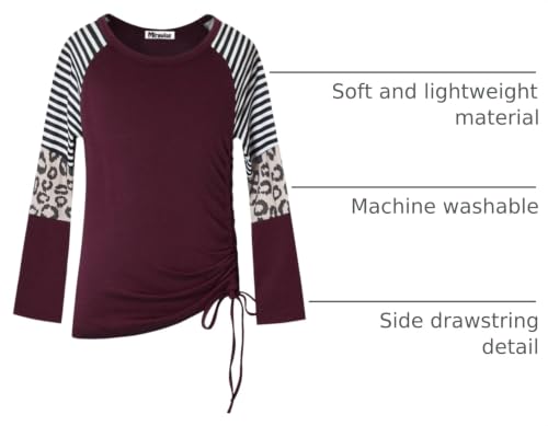 Image of Mirawise Girls Casual Long Short Shirts Tunic Tops Tee Shirt T-Shirts Side Tie Blouse 4-13 Years