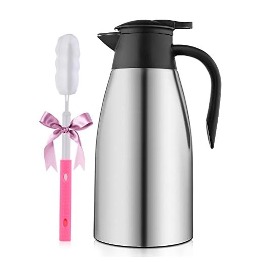 Thermal Coffee Carafe, 68OZ Stainless Steel Thermal Insulated Carafes, BEYONDA Double Walled Large Insulated Vacuum Flask, 12 Hour Heat Retention, 2 Liter Tea, Water, and Coffee Dispense