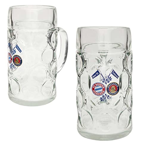 FC Bayern München Halbe Maßkrug - Logo - 0,5 l Glas Bierkrug Seidel FCB