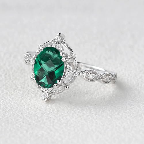 10K/14K/18K Solid Gold 1CT Oval-cut Gemstone Vintage Engagement Ring for Women Birthstone Wedding Promise Anniversary Rings for Her Wife Bridal Size 4~123