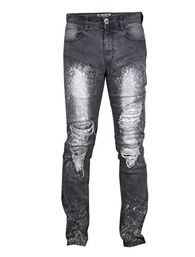 Screenshotbrand Men's Premium Moto Biker Denim Pants - Skinny Fit with Zippered Pockets2