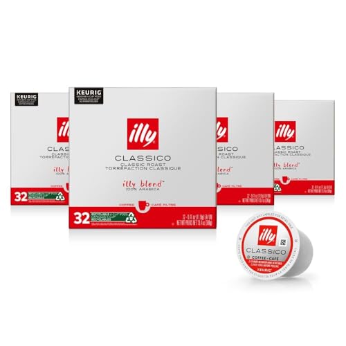Image of illy Coffee K Cup Pods, Classico Medium Roast, 32 Count, 4 Pack | Keurig Coffee Pods & Capsules, 100% Arabica, Premium Italian Coffee
