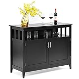 Costzon Buffet Cabinet, Wooden Sideboard with 2 Doors, Adjustable Shelf, Accent Coffee Bar Cabinet, Kitchen Storage Cabinet for Living Room, Hallway