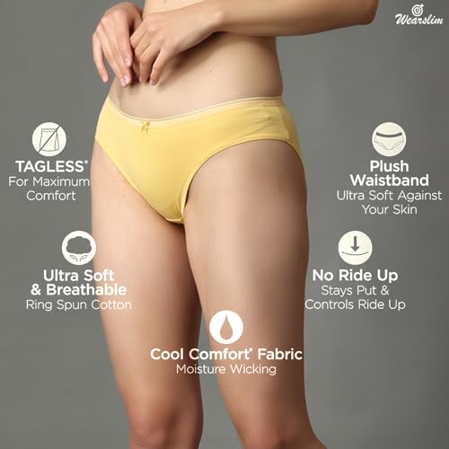 Image of Wearslim Premium Women Soft and Comfortable Women's Cotton Bikini No Show Panty | Ladies Invisible Breathable Briefs Soft Stretch Hipster Underwear