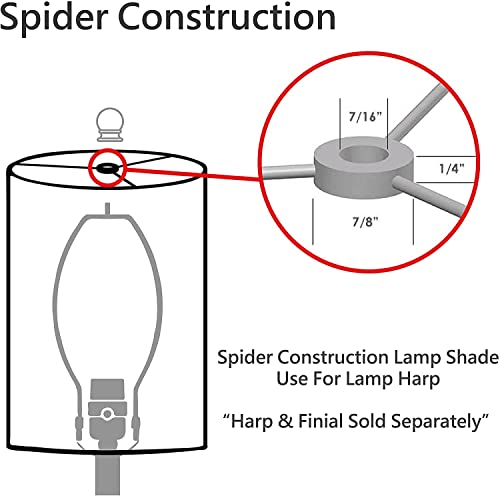 Image of Aspen Creative 31302A Contemporary Drum (Cylinder) Shaped Spider Construction Lamp Shade in Off White, 8 inch wide (8 inch x 8 inch x 11 inch)