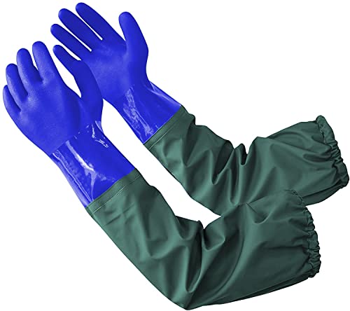 Long Pond Gloves,26.78" Long Waterproof Drain Cleaning Gloves,PVC Reusable Heavy Duty Long Rubber Gloves,Chemical Resistant Gloves,Full Arm Gloves for Gardening Aquarium Fishery Machinery ​Industry
