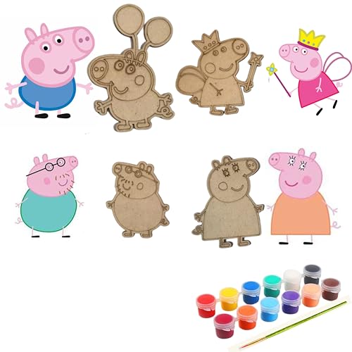 Image of Peppa Pig Theme Wooden Magnet Creativity Arts & Crafts Painting Kit for Kids, Fridge Magnets for Kids Return Gifts