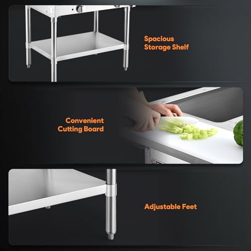 wilprep 2 well commercial food warmer 1000w electric steam table with 834 cutting board amp storage shelf 3034 stainless steel steam table food warmer with knob control for catering buffets restaurants