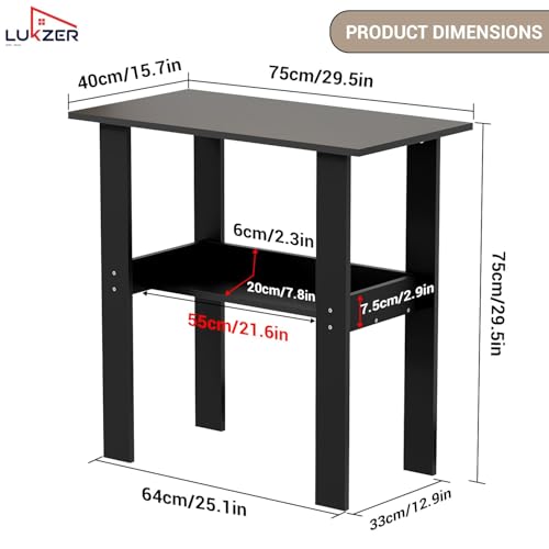 Image of Lukzer Engineered Wood Study Table | Modern Computer Desk for Home & Kids Study Room | ST-004S /Black | Compact Design Office Desk with Storage Shelf Work from Home Laptop Table Gaming Workstation