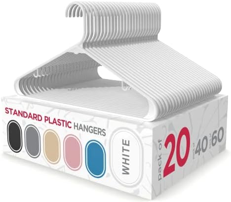 Sharpty Plastic Hangers Clothing Hangers Ideal for Everyday Standard Use (White, 20 Pack)