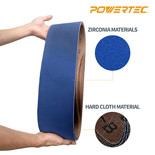 Powertec 4648036Z-3 6" X 48" Sanding Belts, 36 Grit Zirconia Metal Grinding Sand Paper – 3 Pack #TOP3