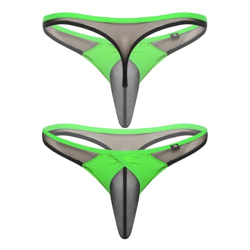 Men's See Through Mesh Thong Underwear Low Rise Sexy G-String Panties Bulge Pouch T-Back Underpants3