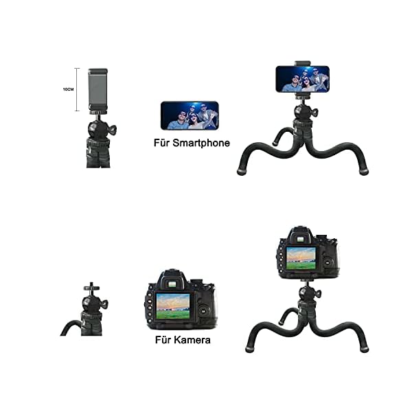 Handy Stativ Flexibel für Smartphone mit Bluetooth Fernbedienung, 360° Rotation Mini Stativ Tripod Flexibles für Phone… – Bild 5