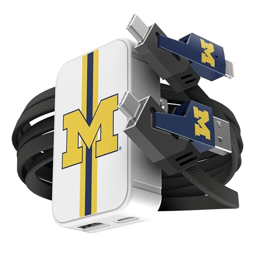 SOAR Collegiate Slim Wall Charger and 4 in 1 Multi Charging Cable, Michigan Wolverines