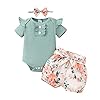 Mioglrie Newborn Baby Girl Clothes Romper Shorts Set Cute Infant Summer Outfits Cotton Baby Clothes for Girls
