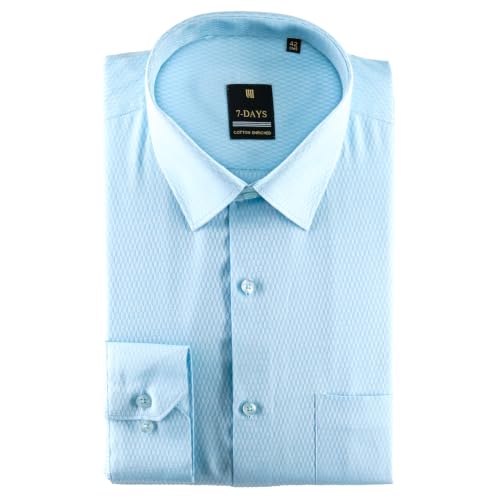 Image of 7-DAYS Premium Men's Formal Shirts - Cotton Rich, Textured Self-Design, Full Sleeve, Regular Fit, Wrinkle Resistant, with Pocket - Perfect for Office