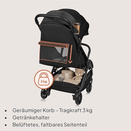 Lionelo Julie Air Buggy bis zu 22 kg von 6 m bis 4 Jahre Für Flugzeug Schwenkräder 360° Federung Einhand-Faltmechanismus Rückenlehnenverstellung Verdeck LSF50+, Leichtgewicht