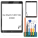 for iPad 9.7 2017 5th Screen Replacement for iPad 9.7 5th Gen 2017 Digitizer Repair Kits for iPad 9.7 A1822 A1823 Touch Screen Replacement with Home Button Black (No LCD Display) (Not for Air 1)