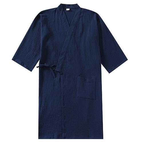 Pijama de estilo japonés de gasa de algodón ropa de dormir cómoda y ligera para hombre y mujer