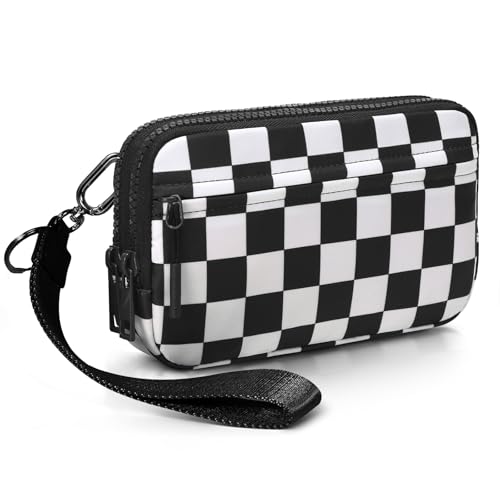 Wristlet Wallets for Women Small Crossbody Bags for Women Nylon Quilted Wallet with 4 Zippers,Credit Card Holder