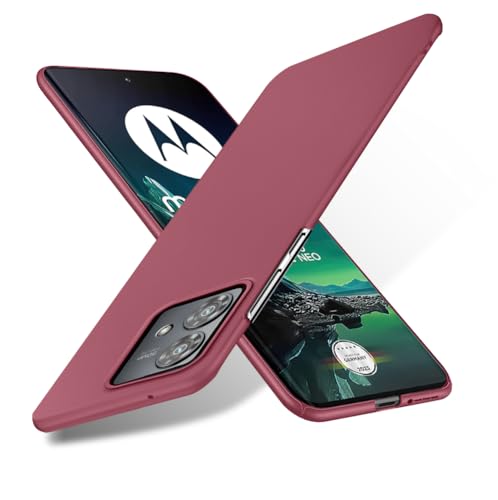 Bastmei für Motorola Moto Edge 40 Neo Hülle Ultraleicht Ultradünn Kratzfest rutschfest Kameraschutz Mattierte Textur Hart PC Handyhülle Hülle für Motorola edge40 neo 6 55 Zoll (Weinrot)