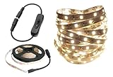 Fita LED Branco Quente 6 metros com Emenda 2835 IP20 12V + Fonte e Interruptor Botao Preto