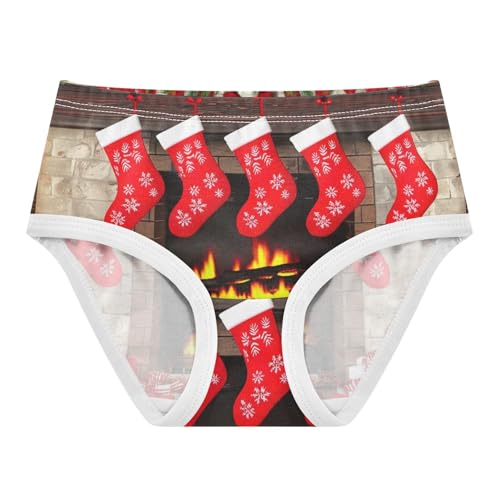 Cotton Toddler Underwear Floral Christmas Fireplace Girl Panties Cute Cartoon Briefs Girls Undies 2t