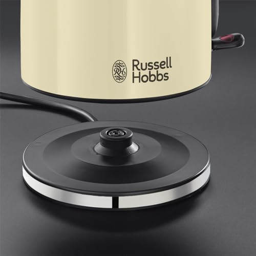 Foto von Russell Hobbs Wasserkocher [1,7l, 2400W] Colours+ Edelstahl Creme (Schnellkochfunktion, herausnehmbarer Kalkfilter, optimierte Ausgusstülle, außenliegende Wasserstandsanzeige) Teekocher 20415-70