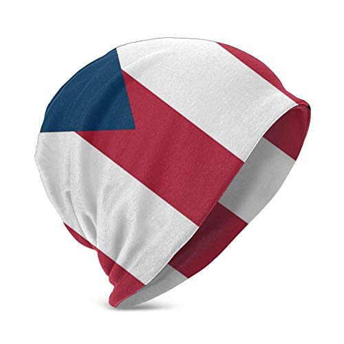 Lawenp Niños Tejer Sombreros, Bandera de Puerto Rico Invierno Cálido Grueso Suave Gorro Negro