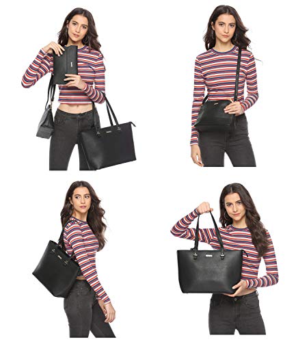 Image of Women Fashion Synthetic Leather Handbags Tote Bag Shoulder Bag Top Handle Satchel Purse Set