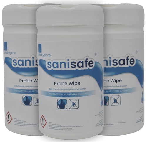 3 X Sanisafe Food Probe Wipes - 200 Sheets - Anti-Bacterial Disinfectant Wipes