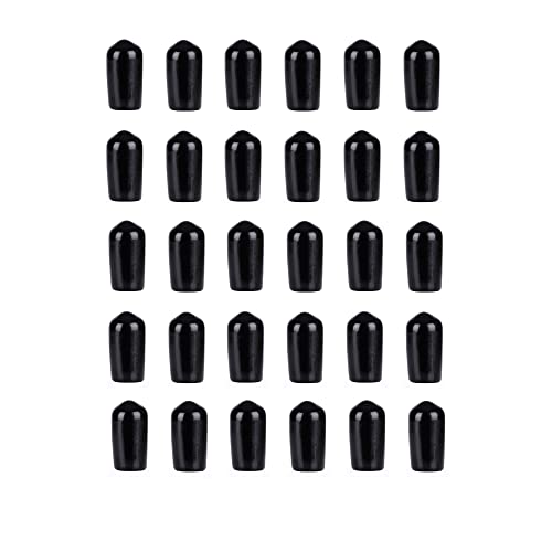 Image of 30 Pieces Rubber End Caps, Black Vinyl Flexible Screw Protector Caps, 8mm