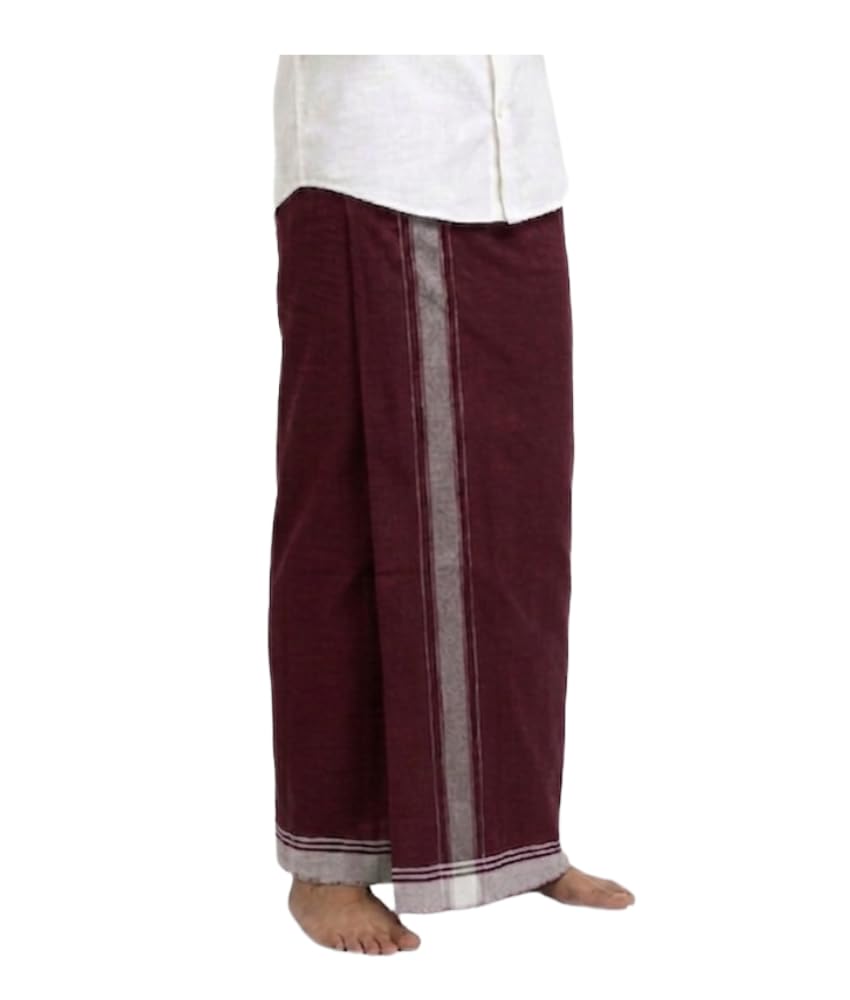 Bull Men’s Pure Cotton Dhoti | 2 Meter Single Striped Dhoti Grey Lines | Modern South Indian Vesti Mundu | Casual, Festival,Ethnic Wear-picture-47