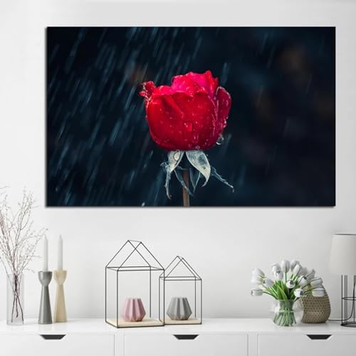 Toile rose rouge moderne impression anti-décoloration salon 40x60cm