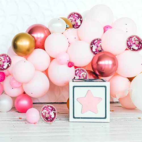 Image of Hot Pink Confetti Balloons, 40 Pcs 5 Inch Clear Balloons with Confetti Inside for Graduation Engagement Cake Topper Decor Bridal Shower Baby Shower Birthday Party Decoration Supplies