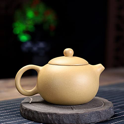 Image of Xishi Teapot 7oz Chinese Zisha Clay Pot Ceramics Purple Sand Mud Kungfu Tea Set Kettle Spherical Filter (Yellow)
