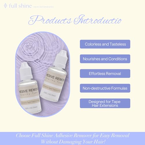 Image of Full Shine Adhesive Remover, 1 Fl Oz Tape in Hair Extension Remover | Hair Tape, Extension Glue, Double Sided Extension Tape Remover, Fast Acting Hair Extensions Remover