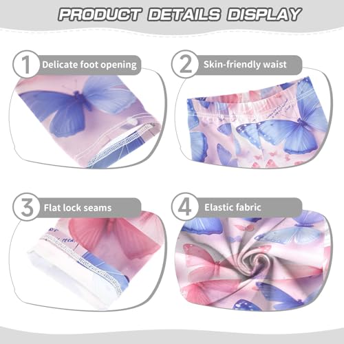 Boccsty Pattern Pink Blue Butterflies Girls Leggings Kids Yoga Pants Dance Active Tights 4T3