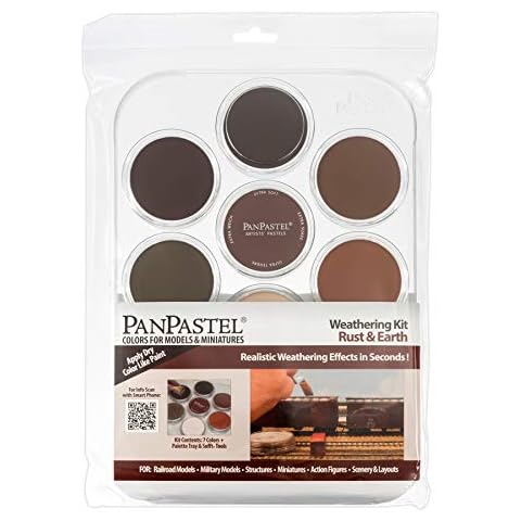 PanPastel 30701 Weathering Effects Rust/Earth 7 Color Kit for Hobby & Modeling Ultra Soft Pastel w/Sofft Tools & Palette tray Cover
