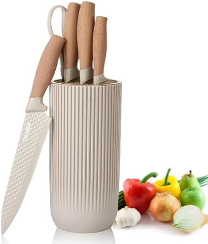 Kitchen Knife Set, Retrosohoo 6-Pieces Khaki S...