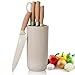 RETROSOHOO Kitchen Knife Set, 6-Pieces Khaki Sharp Knife Set for Kitchen, Non-stick Non-slip Stainless Steel Chef Knife Set with Universal Knife Block Suitable for Home Restaurant (Khaki)