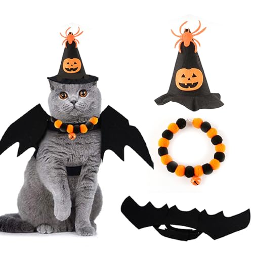Cat Halloween Costumes Set, Personalized Cat Collars Breakaway wi...