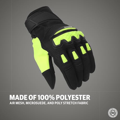 Image of Royal Enfield Urban Hustler V2 Riding Gloves 100% Polyester Air Mesh for Ventilation | TPR Knuckle Protectors | Microsuede Grip Patch | Poly Stretch Fabric for Better Flexibility NEON Green L 22CM
