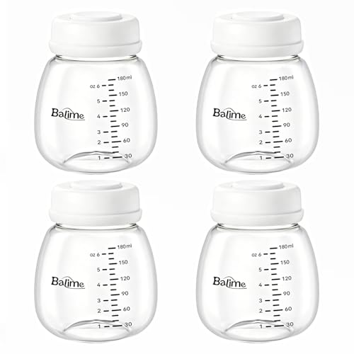 BALIME 6oz Breast Milk Storage Bottles Compatible with Spectra Breast Pumps BPA-Free Leak-Proof Design Dual Use as Breastmilk Storage Containers for Fridge or Freezer4-Pack