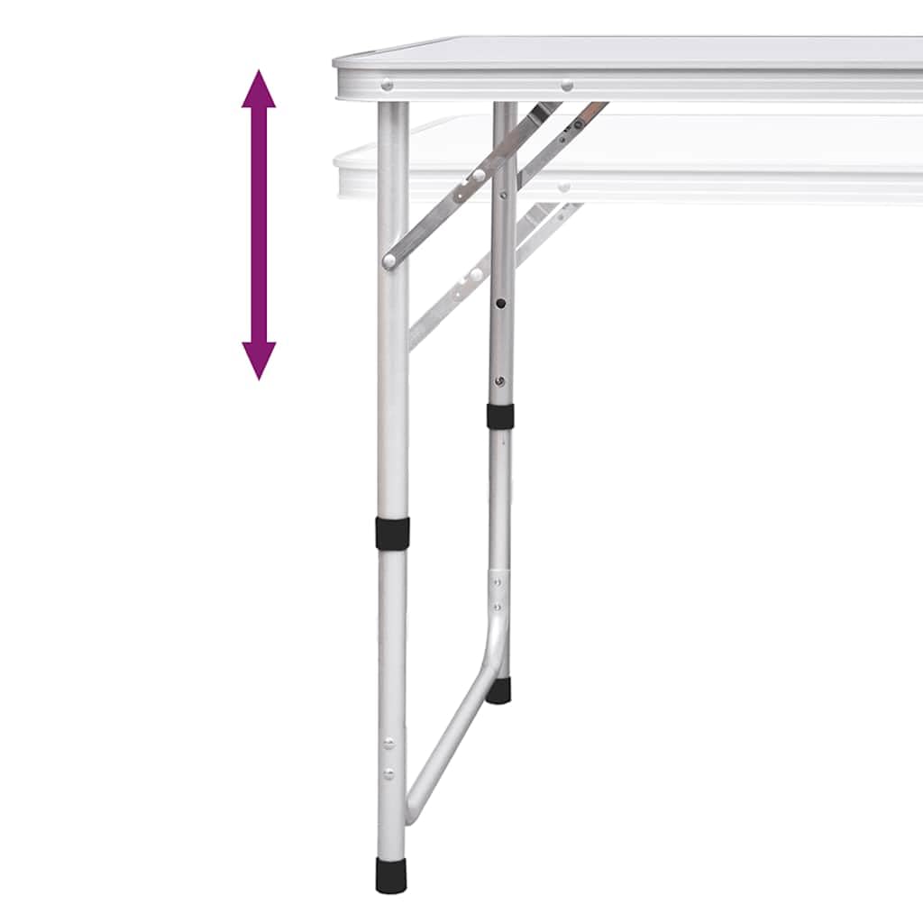 Höhenverstellbarer Campingtisch, zusammenklappbar, leichtes Aluminium, 120 x 60 cm, für Outdoor-Freizeitaktivitäten, Wandern, Grillabende und Picknicks, Campingmöbel Essentials