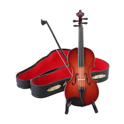 Winzige Violine mit Klang, Miniatur-Violine aus Holz mit Ständer, Mini-Violine, winzige Violine, Sob Mini und Klangbogen mit Koffer