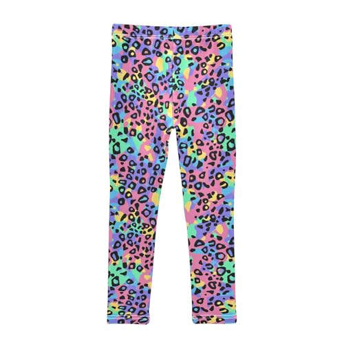 Rainbow Girls' Leggings Toddler Doodles Leopard Print Kids Yoga Pants Dance Active Tights 4T2
