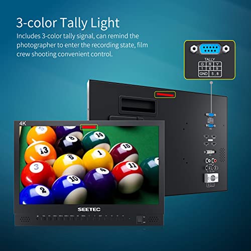 Image of 4K156-9HSD 15.6 Inch Broadcast LCD Monitor with IPS UHD 3840x2160 SDI Input and Output 4xHDMI Inputs Quad Split Display